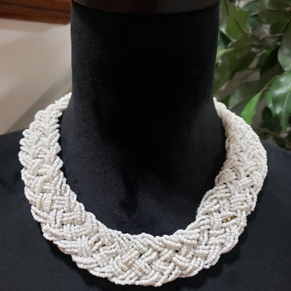 "Womens Fashion Multi Strand Beaded Heavy Braided Statement Collar Style Necklac - Picture 2 of 7